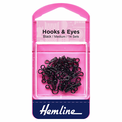 H401.2 Hooks and Eyes: Black - Size 2 